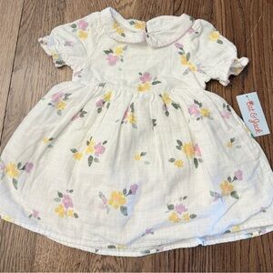 Cat & Jack Cream Floral Kids Dress NWT Peter Pan Collar Sz 18 months BI